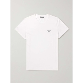 발망 BALMAIN Logo-Flocked Cotton-Jersey T-Shirt 38063312420549300
