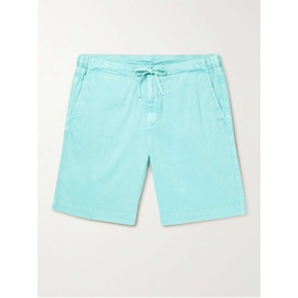 로로 피아나 LORO PIANA Turquoise Straight-Leg Linen-Blend Twill Drawstring Shorts 1160215183