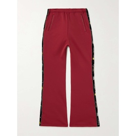 KAPITAL Flared Embroidered Velvet-Trimmed Tech-Jersey Track Pants 43769801095162650