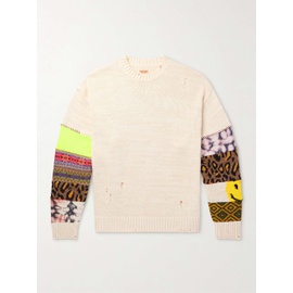 KAPITAL Ecru Distressed Jacquard-Knit Sweater 1160199424
