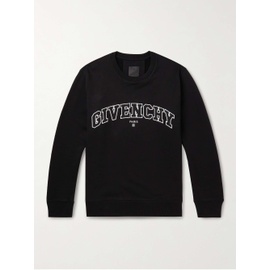 지방시 GIVENCHY Black College Logo-Embroidered Cotton-Jersey Sweatshirt 1160199357