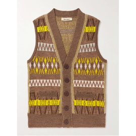 웨일즈 보너 WALES BONNER Brown Freedom Jacquard-Knit Virgin Wool-Blend Vest 43769801096582277