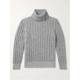 ALTEA Gray Ribbed Virgin Wool and Cashmere-Blend Rollneck Sweater 43769801097507221