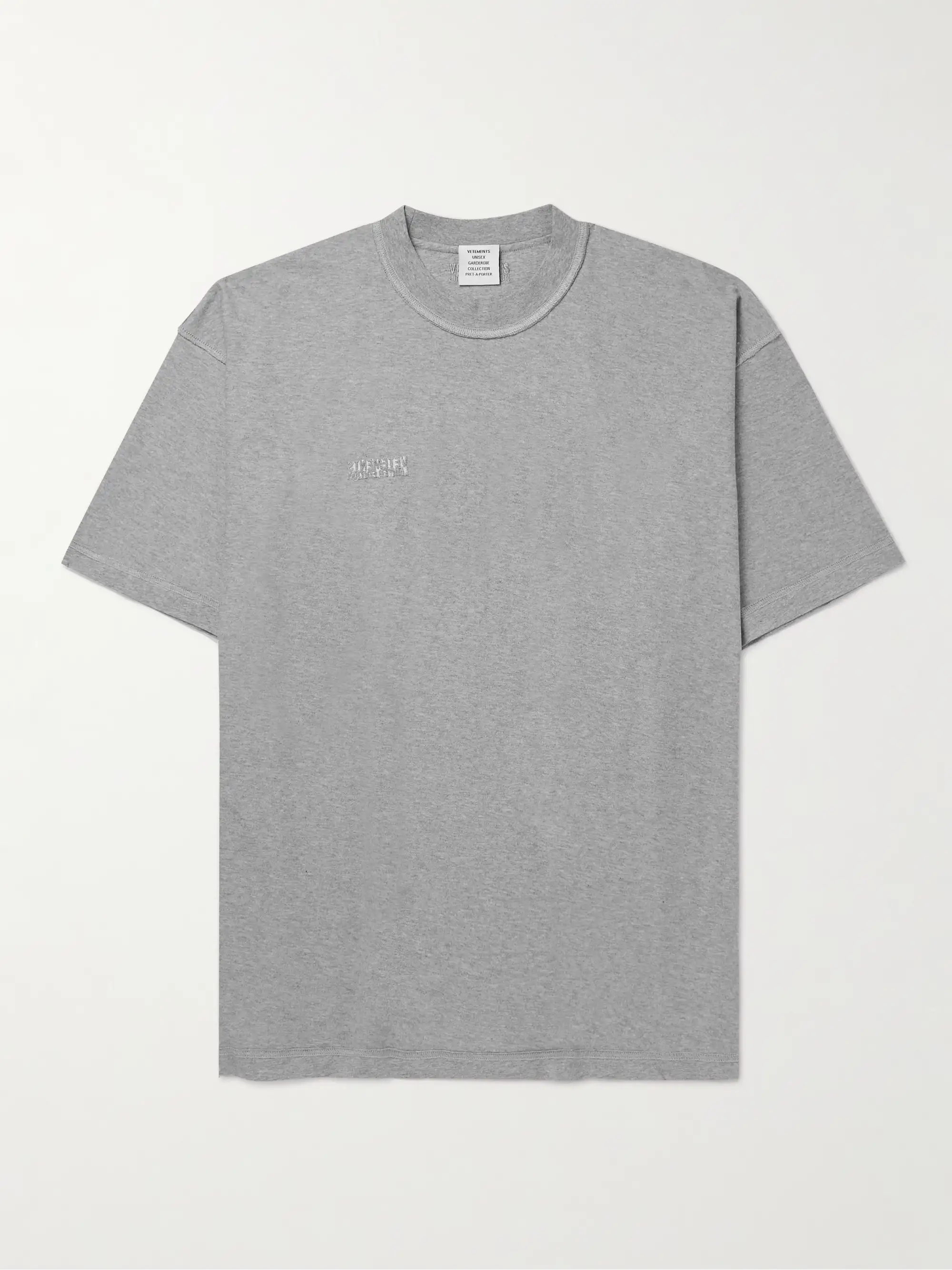 베트멍 VETEMENTS Oversized Logo-Embroidered Cotton-Jersey T-Shirt 43769801097790108