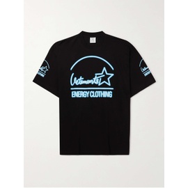베트멍 VETEMENTS Black Oversized Logo-Print Cotton-Jersey T-Shirt 43769801097790136