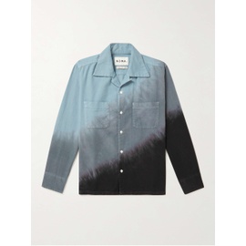 NOMA T.D. Blue Convertible-Collar Hand-Dyed Cotton-Flannel Shirt 46376663162641918