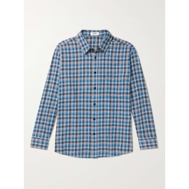 CELINE HOMME Blue Oversized Checked Cotton-Flannel Shirt 560971903906159