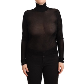 Dolce Gabbana Black Turtleneck Sheer Pullover Top Sweater 7033831325828