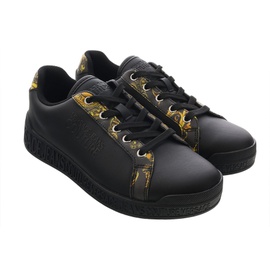 베르사체 진 꾸뛰르 베르사체 Versace Jeans Couture Black Baroque Print Trim Lace Up Sneakers- 6613127790724