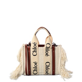 Chloe Woody Small Leather-Trim Tote 6820779851908
