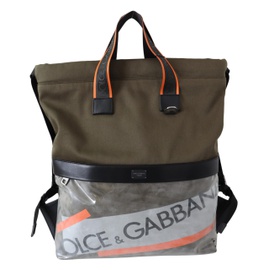 돌체앤가바나 Dolce & Gabbana Green DG Logo School Backpack Women Cotton Army Bag Womens 6763387355268