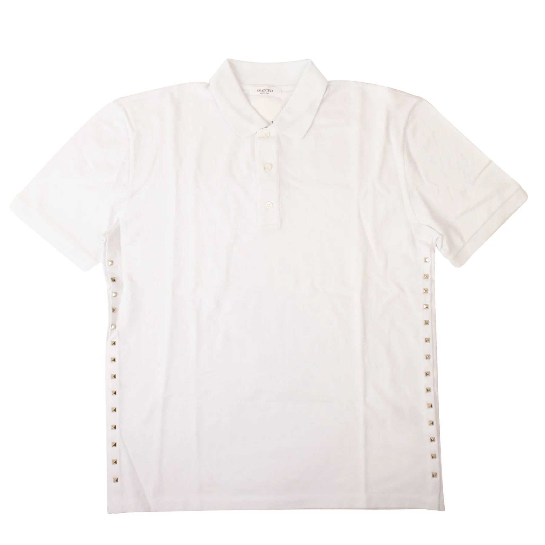 발렌티노 VALENTINO White Studded Jersey Polo Shirt 6896171876484