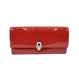 알렉산더맥퀸 Alexander McQueen Womens Red Patent Leather Skull Continental Wallet 275330 6226 6754505654404