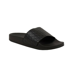 발망 BALMAIN PARIS Black Leather Calypso Slide Sandals 6596565696644