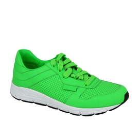 구찌 Gucci Mens Running Neon Green Leather Lace Up Sneakers 369088 3707 5136278519940