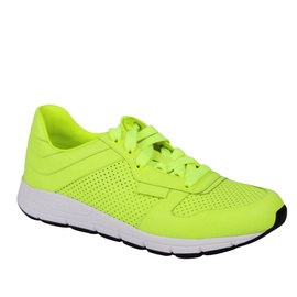 구찌 Gucci Mens Lace Up Neon Yellow Leather Running Sneakers 369088 7102 5136278716548