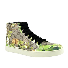 구찌 Gucci Mens Bloom Print Supreme GG Green Canvas Hi Top Sneakers Shoes 407342 8960 5136259711108