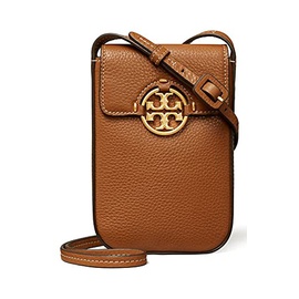 Tory Burch Womens Miller Brown Light Umber Leather Phone Crossbody Handbag 6903080222852