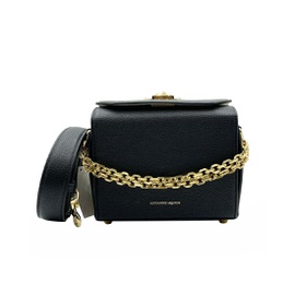 알렉산더맥퀸 Alexander McQueen Womens Black Leather Box 19 With Gold Hardware Crossbody Bag 479766 1000 6754606514308