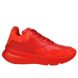 알렉산더맥퀸 Alexander McQueen Womens Red Leather / Suede Sneaker 508291 6409 6810746814596