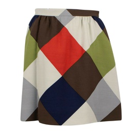 발렌티노 VALENTINO Wool Blend Color Block Skirt 5085690396804