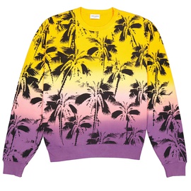 생로랑 Saint Laurent Womens Cotton Palm Tree Graphic Crewneck Sweatshirt Pink Orange 6877806526596