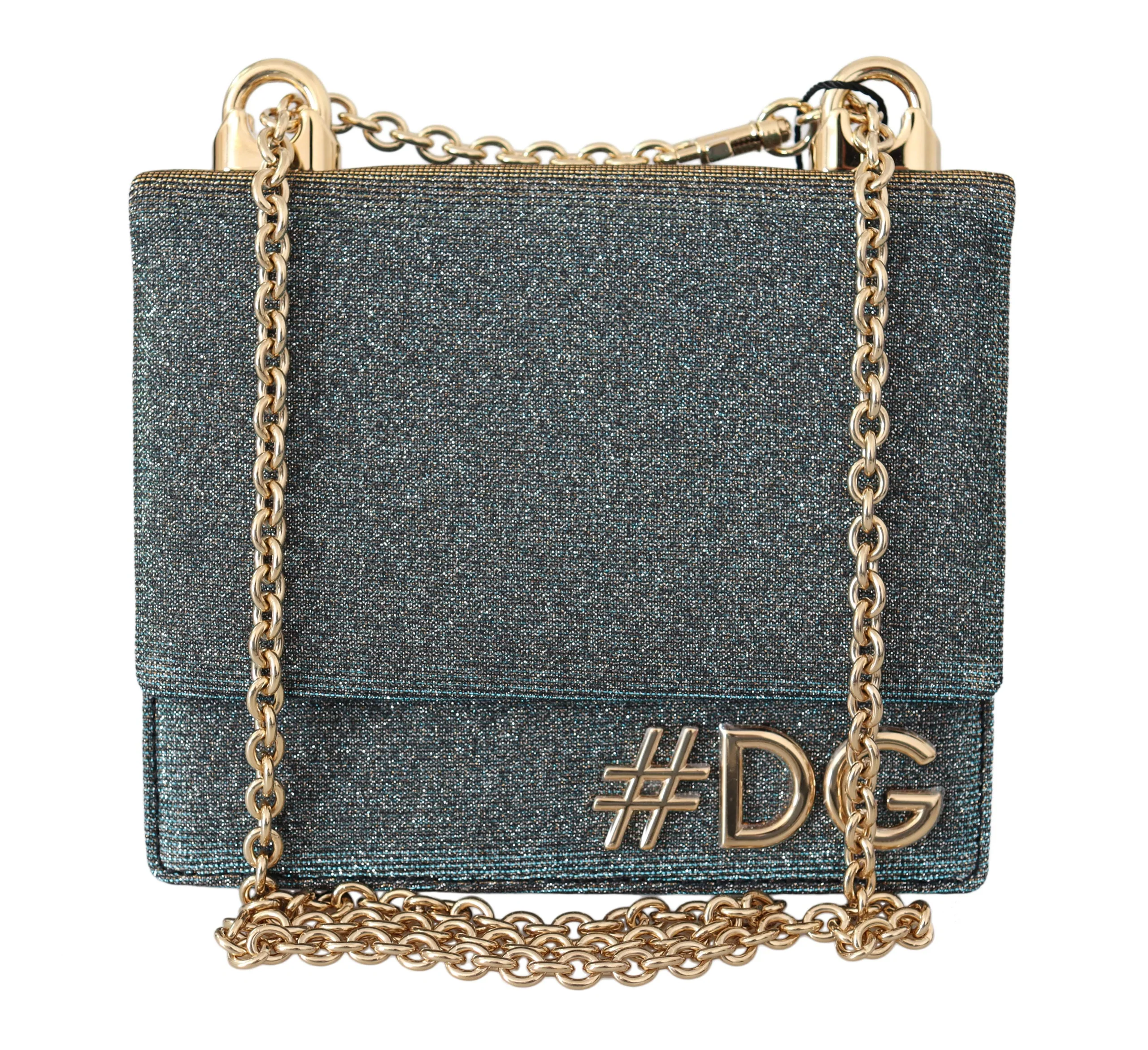 돌체앤가바나 Dolce & Gabbana Blue Cotton #DG Gold Chain Mini Crossbody Borse Bag 6763384045700