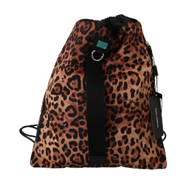 돌체앤가바나 Dolce & Gabbana Brown Leopard Drawstring Napsack Nylon Womens Backpack 6581574205572
