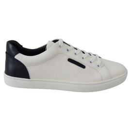 Dolce Gabbana White Blue Leather Low Top Mens Sneakers Shoes 6691058745476