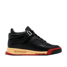 메종마르지엘라 Maison Margiela Mens Deadstock Basket Low Top Leather Sneaker Black Red 6645309833348
