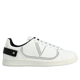발렌티노 Valentino Garavani Mens Rockstud Backnet Leather Sneakers White Black 6645309866116