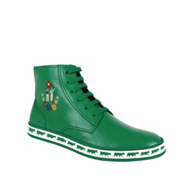 Bally Mens Alpistar Nappa Leather Animal Collection Hi-Top Sneakers Dark Emerald Green 59400 5136204562564