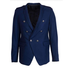 발망 Balmain Blue Wool Blazer with Epaulettes 6946735259780