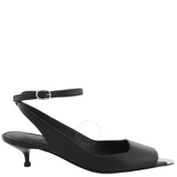 Alexander McQueen Black Leather Punk Ankle Strap Sandals