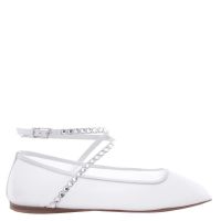 Amina Muaddi Ane Crystal Mesh Flats In White