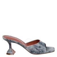 Amina Muaddi Ladies Lupita Printed Suede Tie Dye Denim Sandals