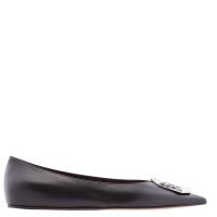 Amina Muaddi Nappa Black Camelia Ballet Flats