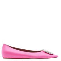 Amina Muaddi Pink Satin Camelia Ballerinas