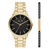 Armani Exchange Cayde Quartz Black Dial Mens Watch and Bracelet Set