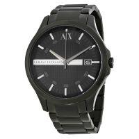 Armani Exchange Hampton Black Dial Black Ion-plated Mens Watch