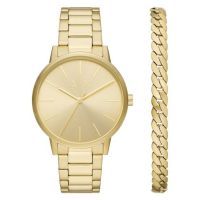 Armani Exchange Quartz Gold Dial Mens Watch and Bracelet Set
