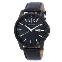 Armani Exchange Three Hand Day-Date Quartz Black Dial Mens Watch