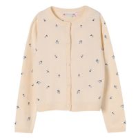 Bonpoint Cherry Embroidered Knit Cardigan