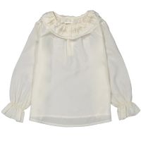 Bonpoint Kids White Lait Jaya Ruffle-Trim Silk Blouse