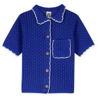 Bonton Kids Crochet Lanza Short-Sleeve Cardigan