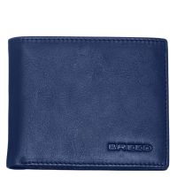 Breed Locke Genuine Leather Bi-Fold Wallet - Navy