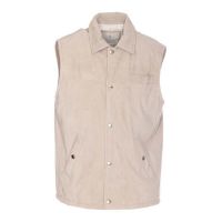 Brunello Cucinelli Beige Leather Sleeveless Jacket