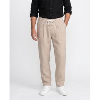 Brunello Cucinelli Beige Linen Drawstring Trousers