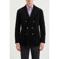 Brunello Cucinelli Black Wool Blend Double Breasted Blazer