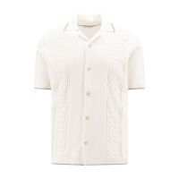 Brunello Cucinelli Cream Short-Sleeve Knit Cardigan